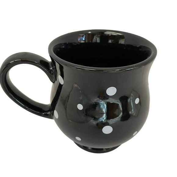 Temptations by tara Coffee & Tea Mug Cup Black Polka Dot 16oz Size 4.5"L x 4.9" - Picture 2 of 6